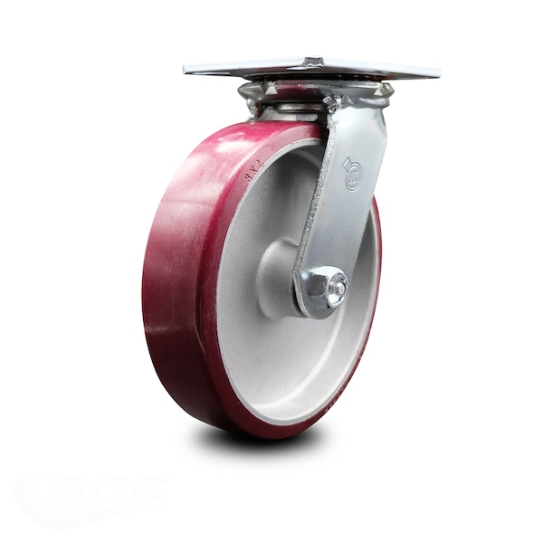 8 Inch Heavy Duty Top Plate Poly on Aluminum Swivel Caster with Ball Bearing SCC